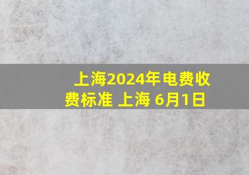 上海2024年电费收费标准 上海 6月1日